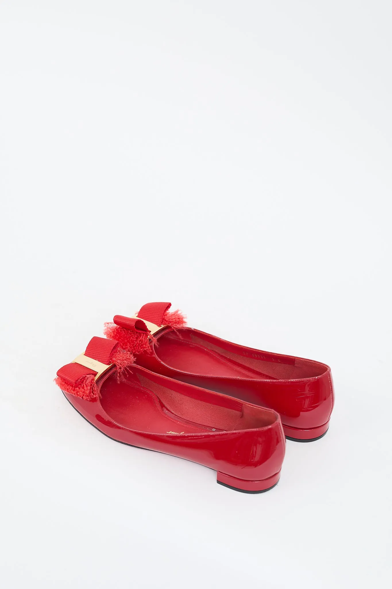 Red Patent Marlia Fringe Bow Ballet Flat