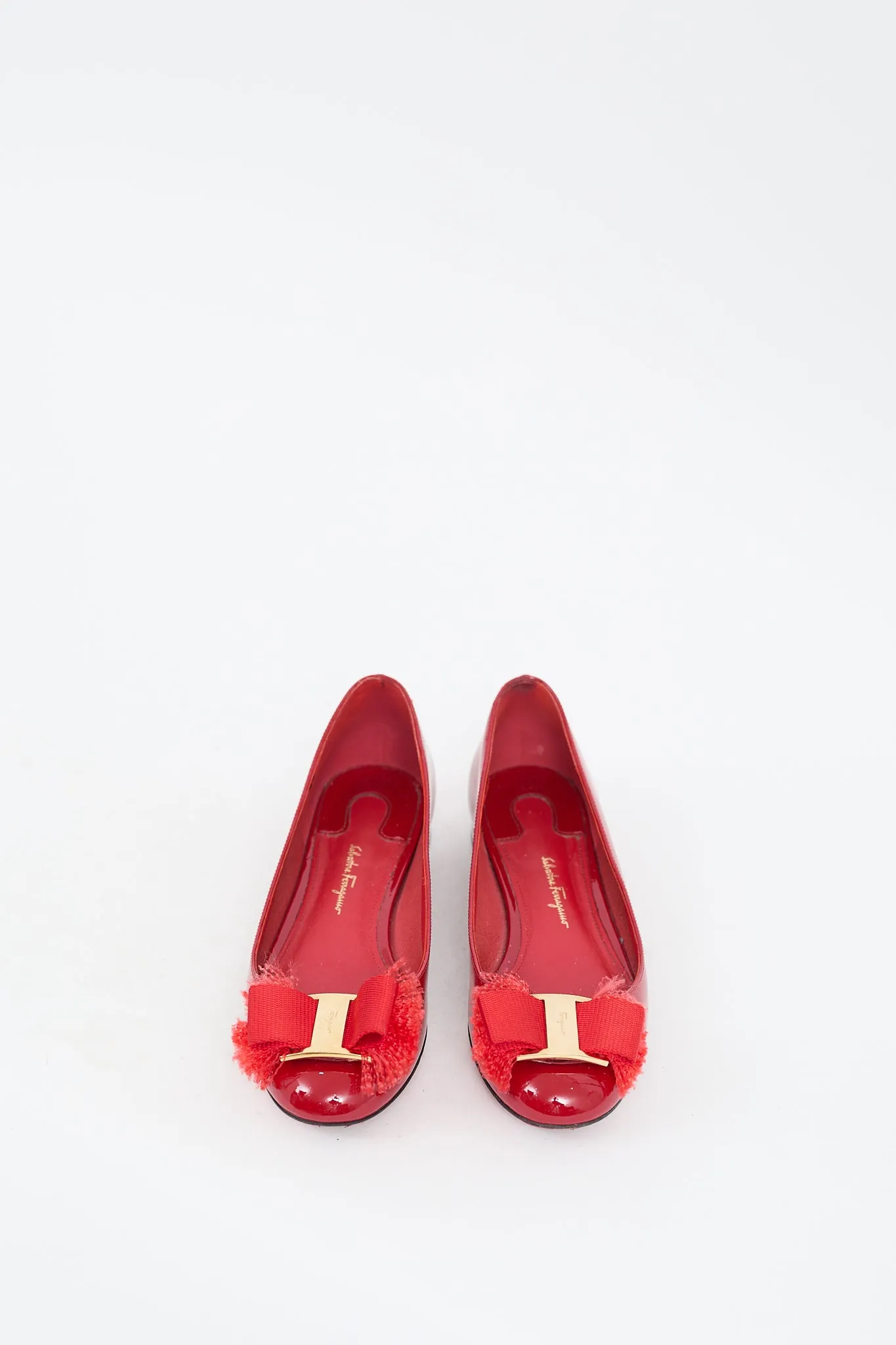 Red Patent Marlia Fringe Bow Ballet Flat