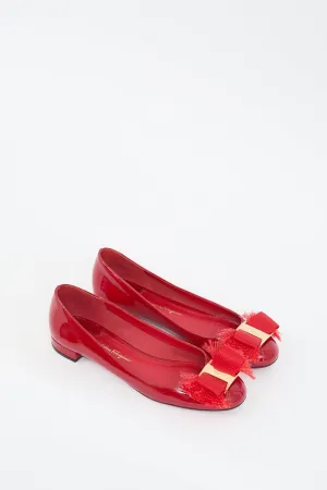 Red Patent Marlia Fringe Bow Ballet Flat
