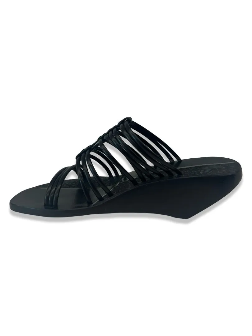 Rick Owens Black Strappy Mule Wedge. Size: 37