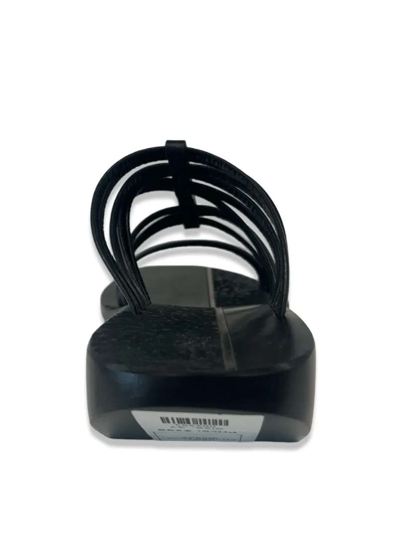 Rick Owens Black Strappy Mule Wedge. Size: 37
