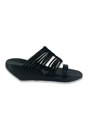 Rick Owens Black Strappy Mule Wedge. Size: 37