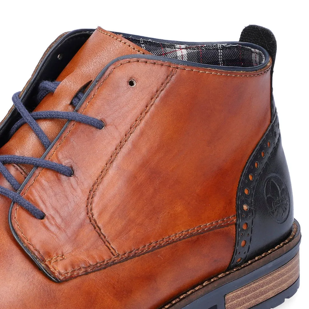 Rieker Mens Leather Boots Tan Half Short Boot 14605-22