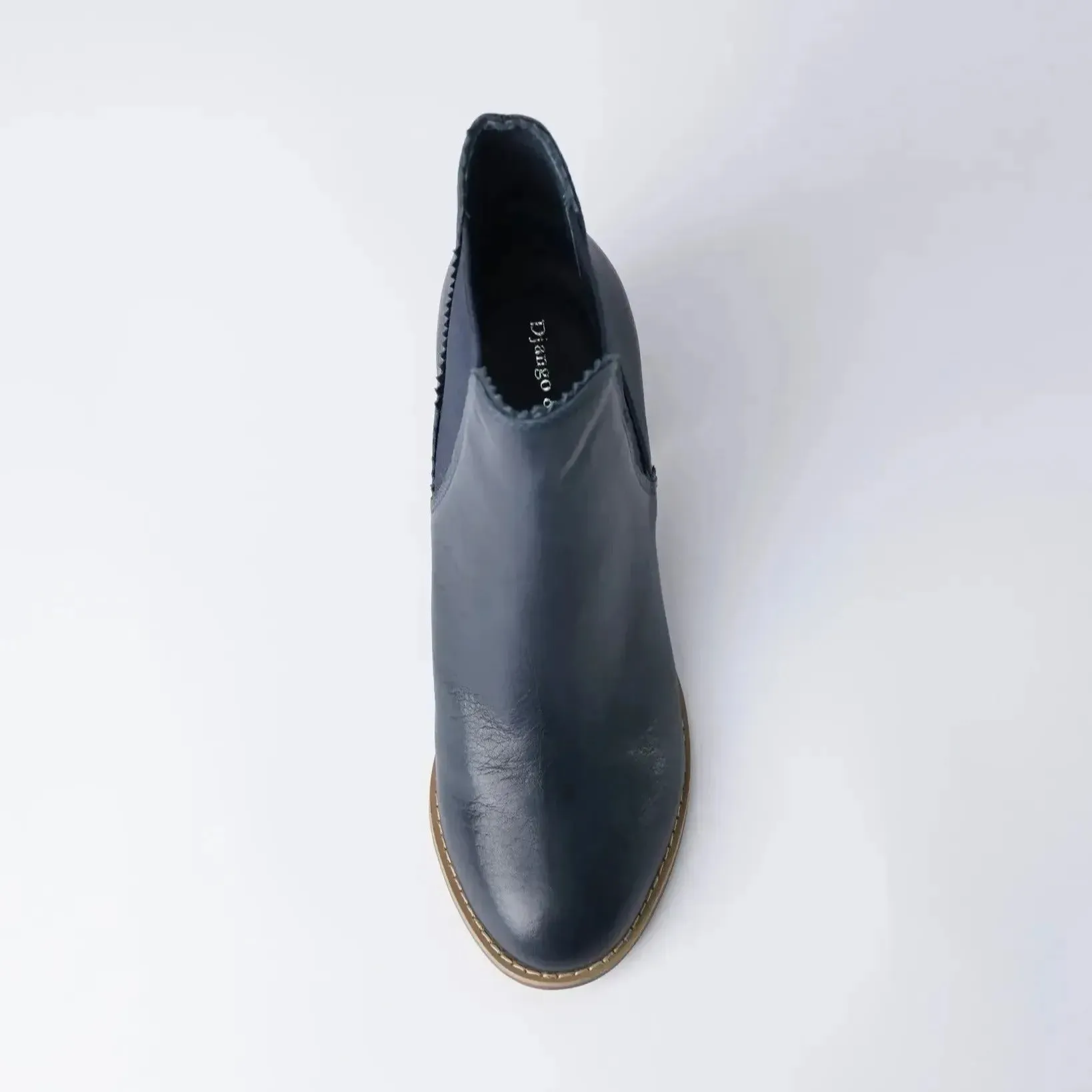 Sadore Navy Leather Ankle Boots