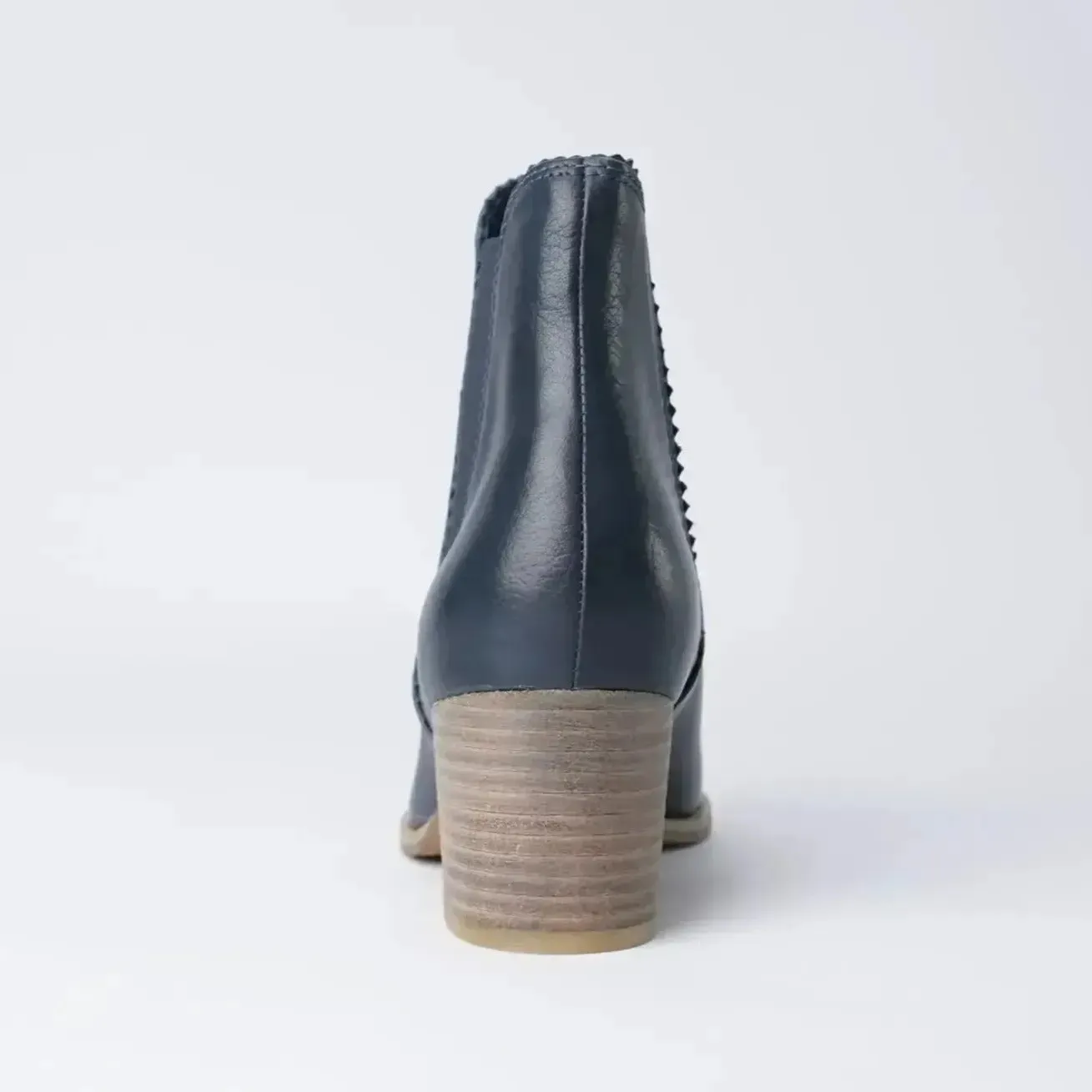 Sadore Navy Leather Ankle Boots