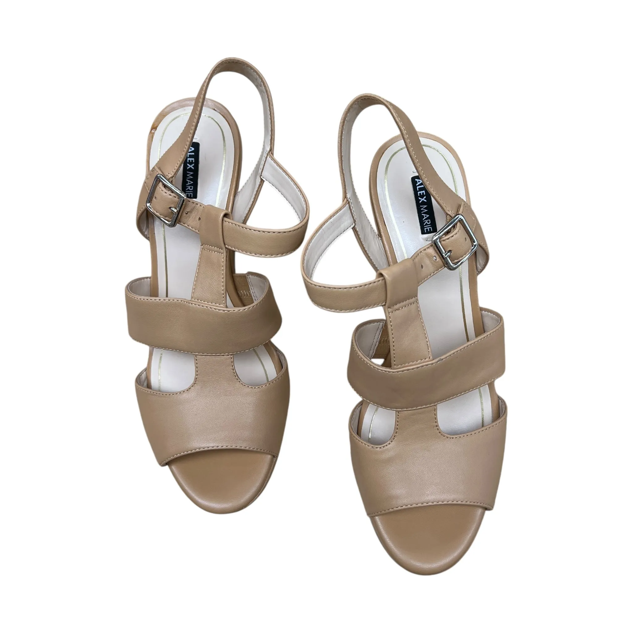 Sandals Heels Wedge By Alex Marie In Tan, Size:9.5