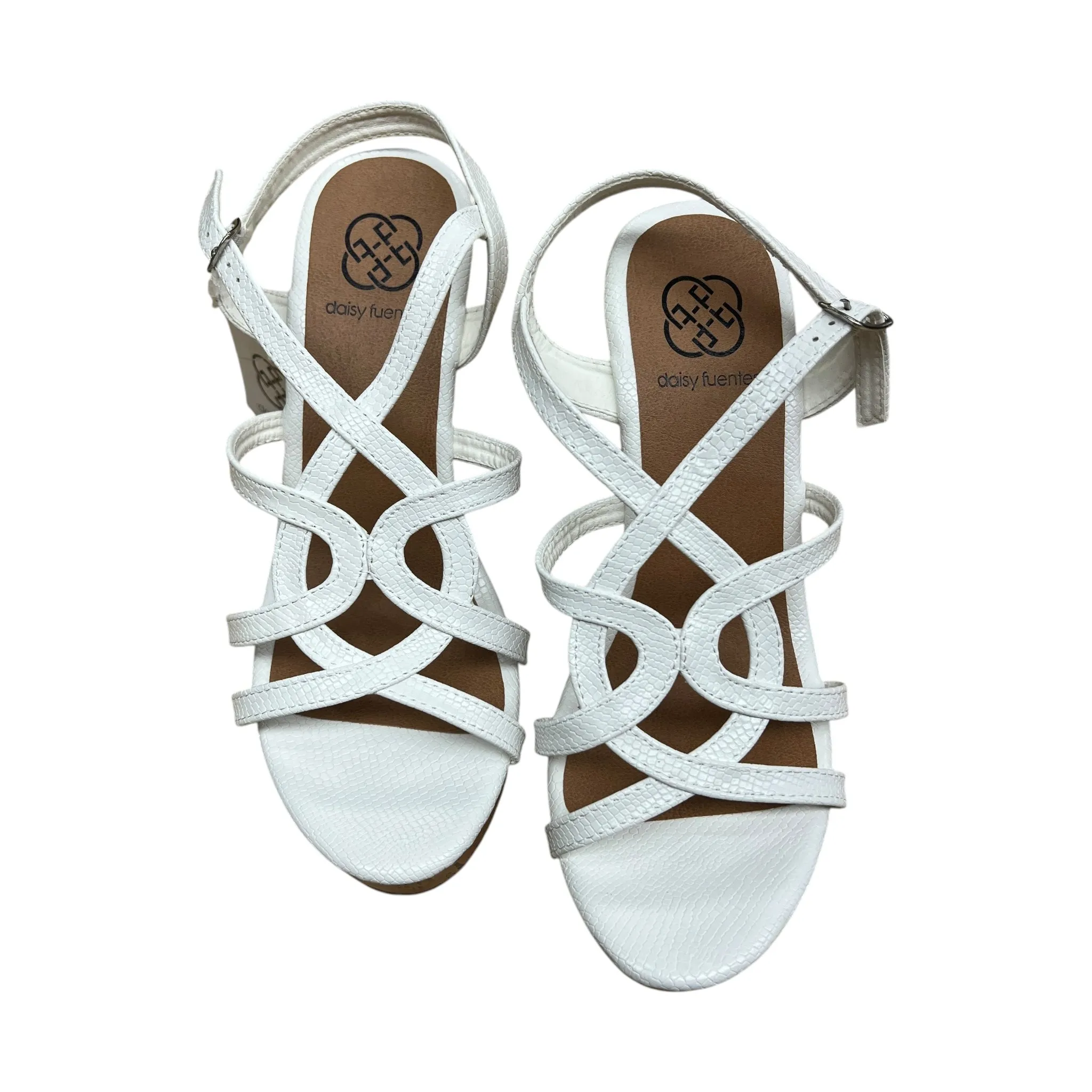 Sandals Heels Wedge By Daisy Fuentes In White, Size:7.5