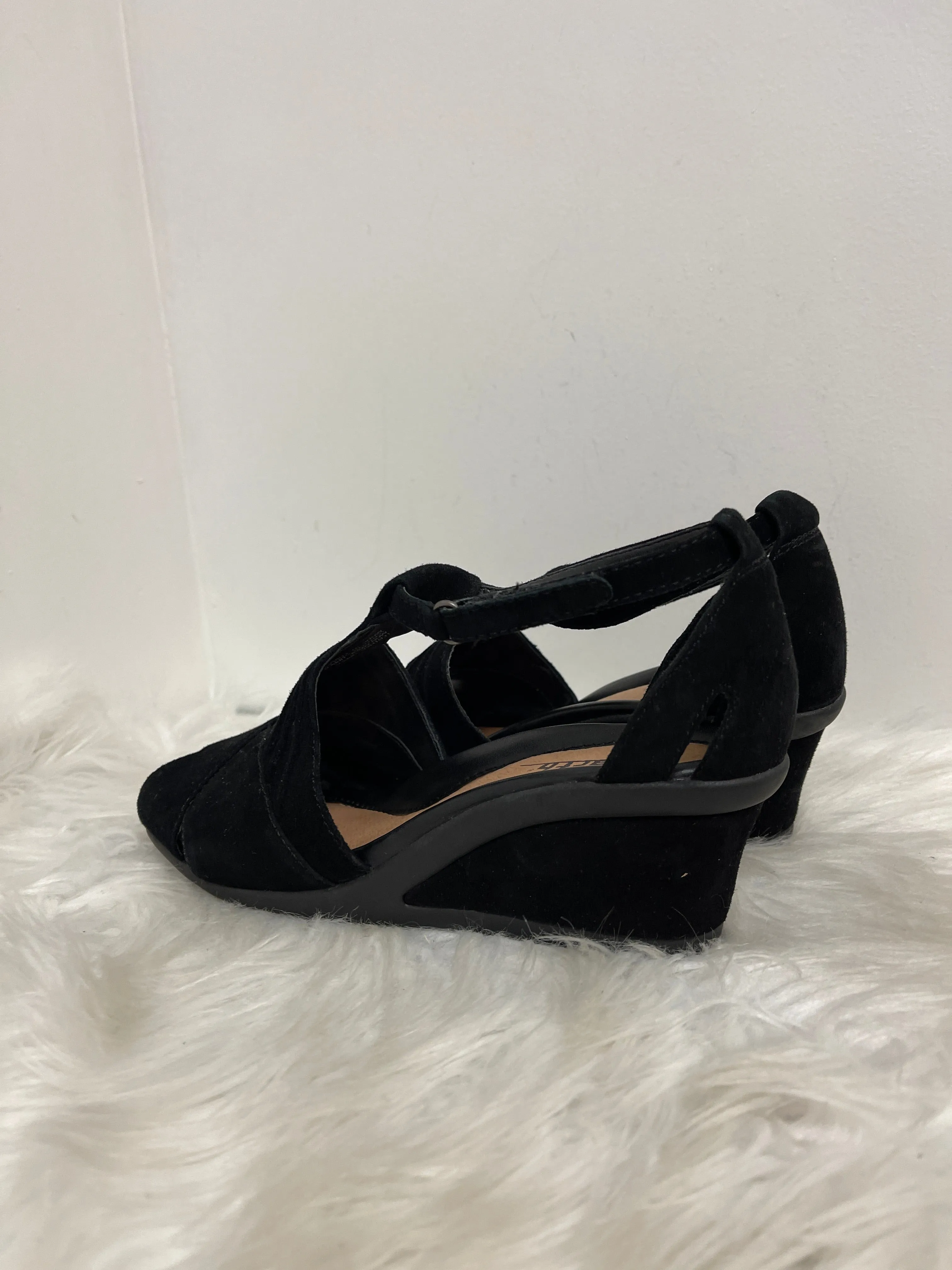 Sandals Heels Wedge By Earth In Black, Size: 8