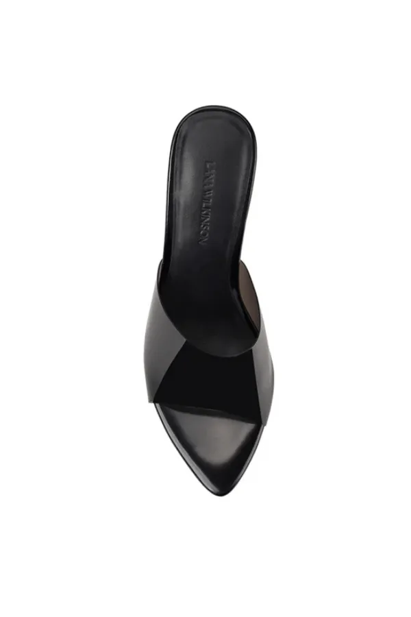 Sara Wedge Lucite & Black Leather