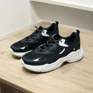 SEMIR UNISEX LACE UP SNEAKERS WITH WHITE PATCHES IN BLACK