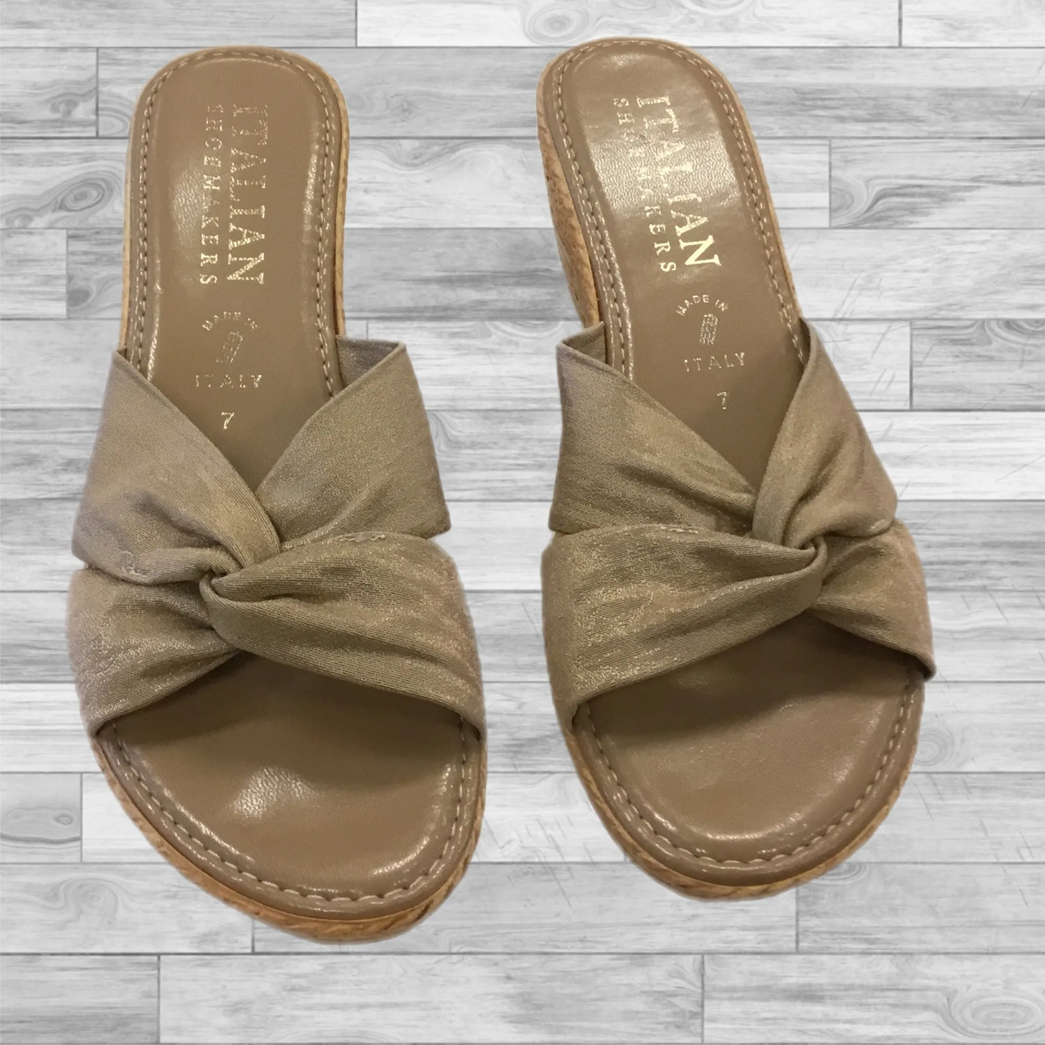 Shoes Heels Wedge By Italian Shoemakers In Tan, Size: 7