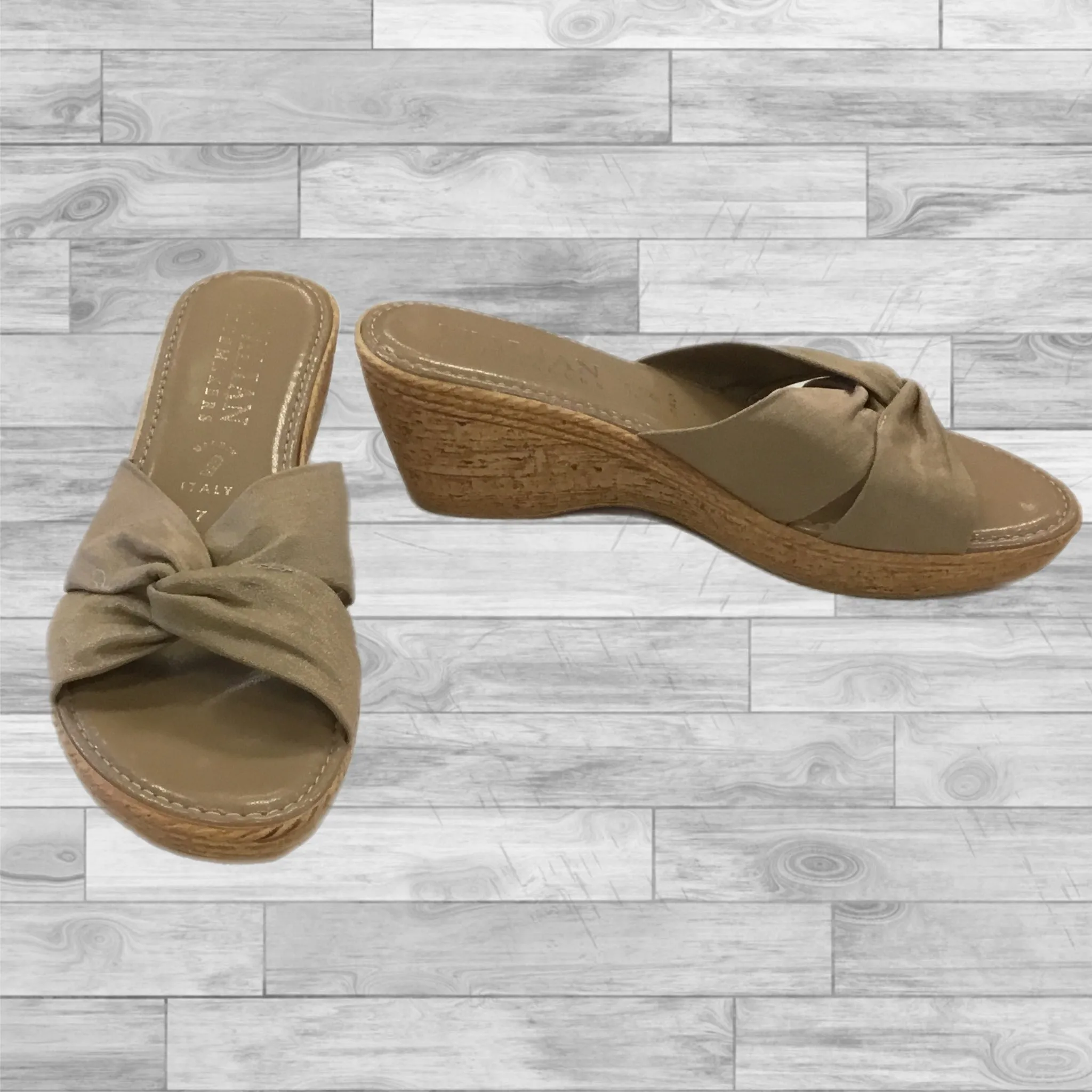 Shoes Heels Wedge By Italian Shoemakers In Tan, Size: 7