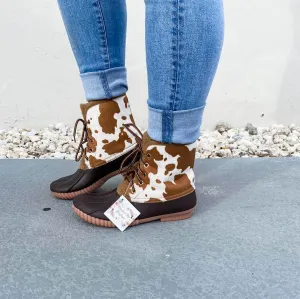 Simply Southern Duck Boots -  Cow Print