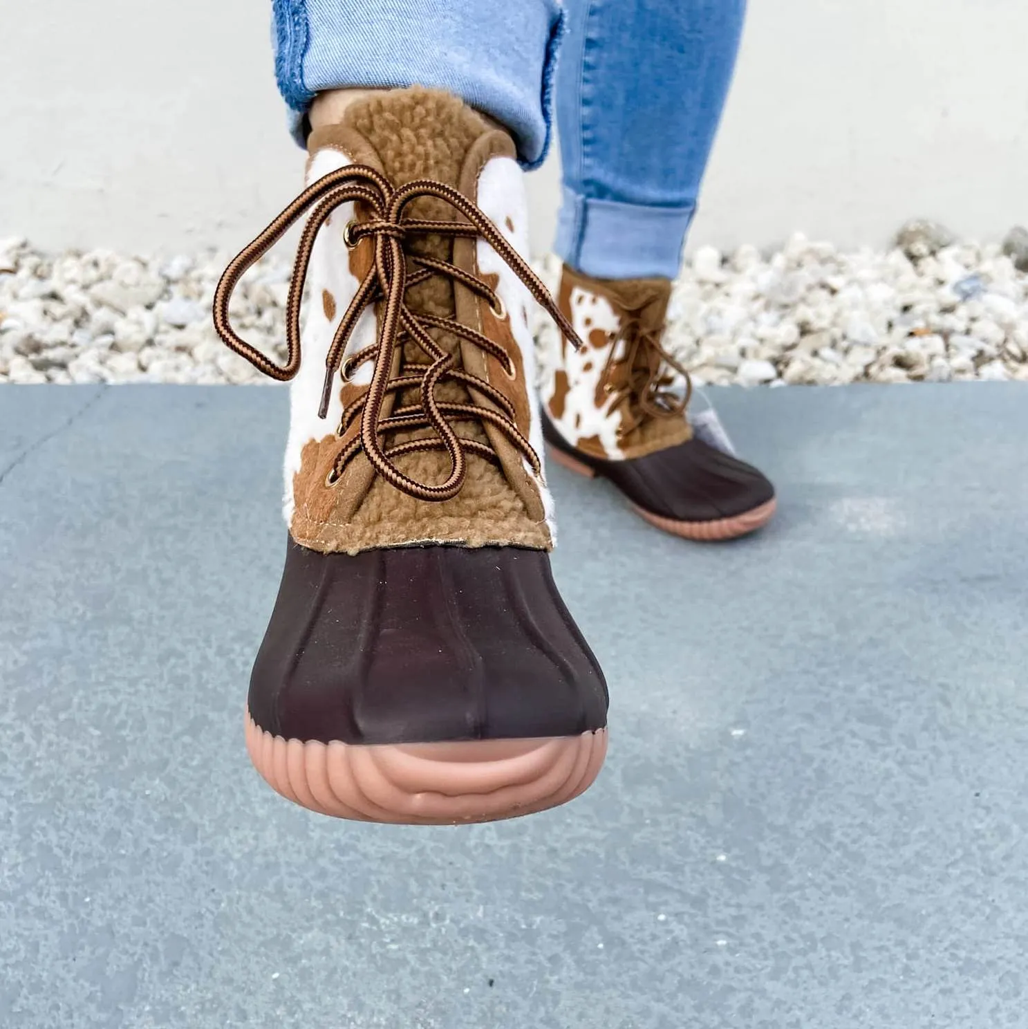 Simply Southern Duck Boots -  Cow Print