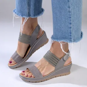 Soft Style By Hush Puppies Pomona Wedge Sandals - Grey