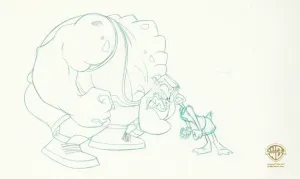 Space Jam Original Production Drawing: Monstar Bang and Daffy Duck