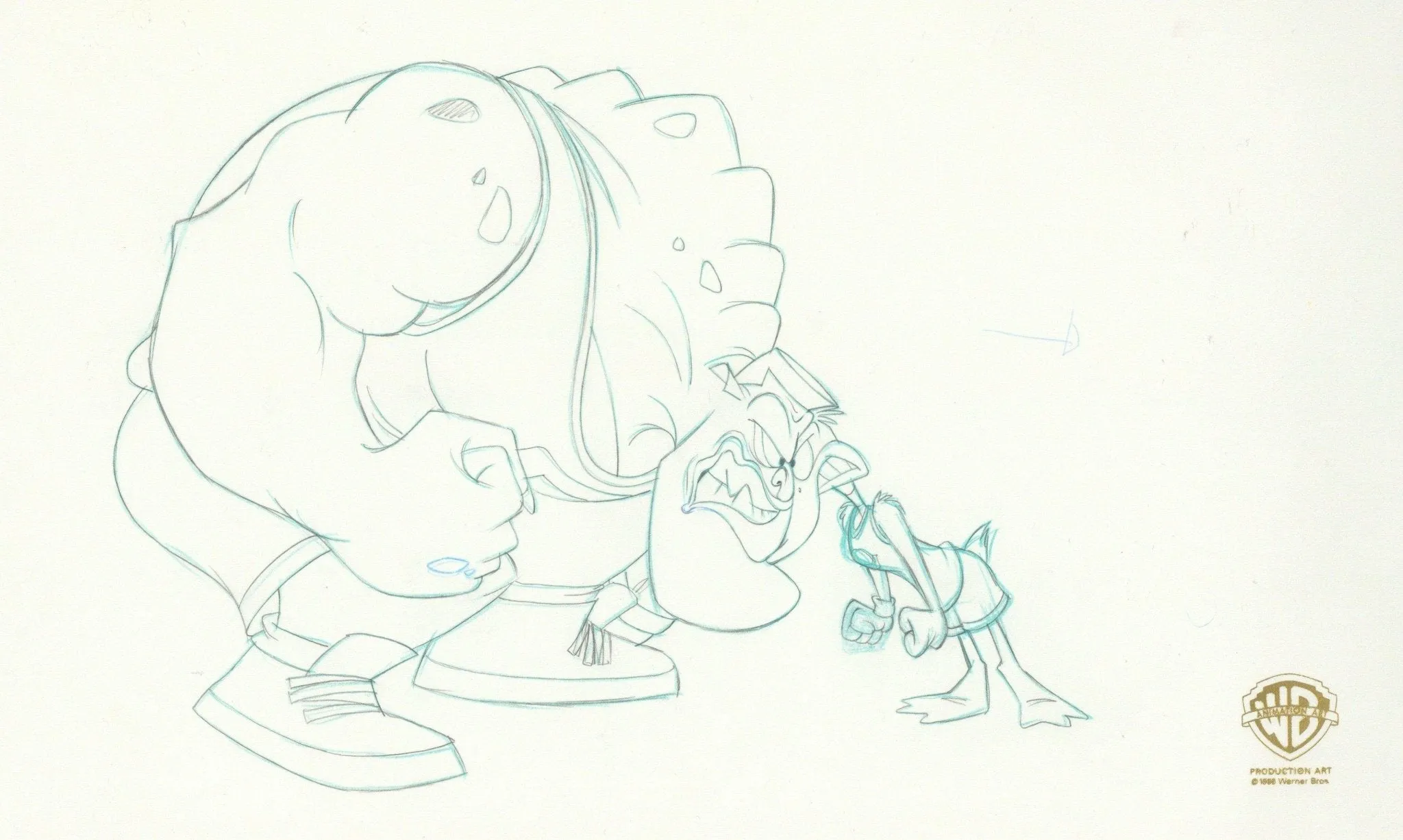 Space Jam Original Production Drawing: Monstar Bang and Daffy Duck