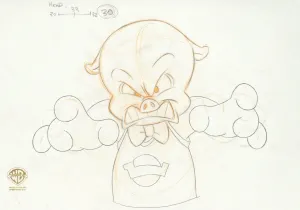Space Jam Original Production Drawing: Porky Pig
