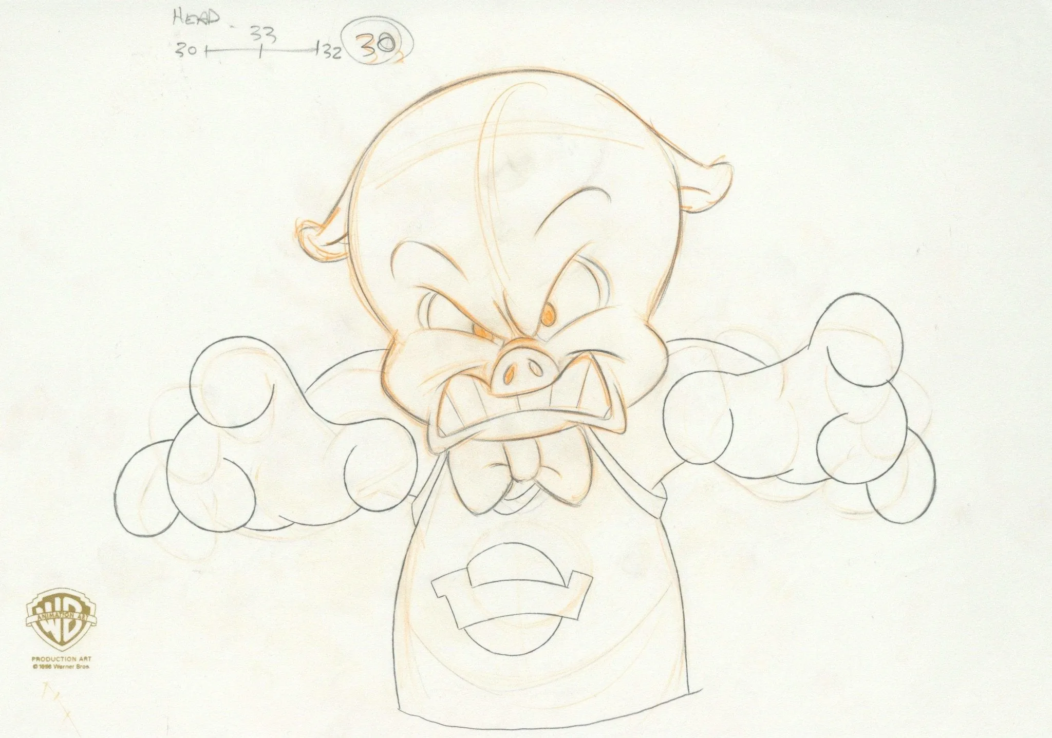 Space Jam Original Production Drawing: Porky Pig