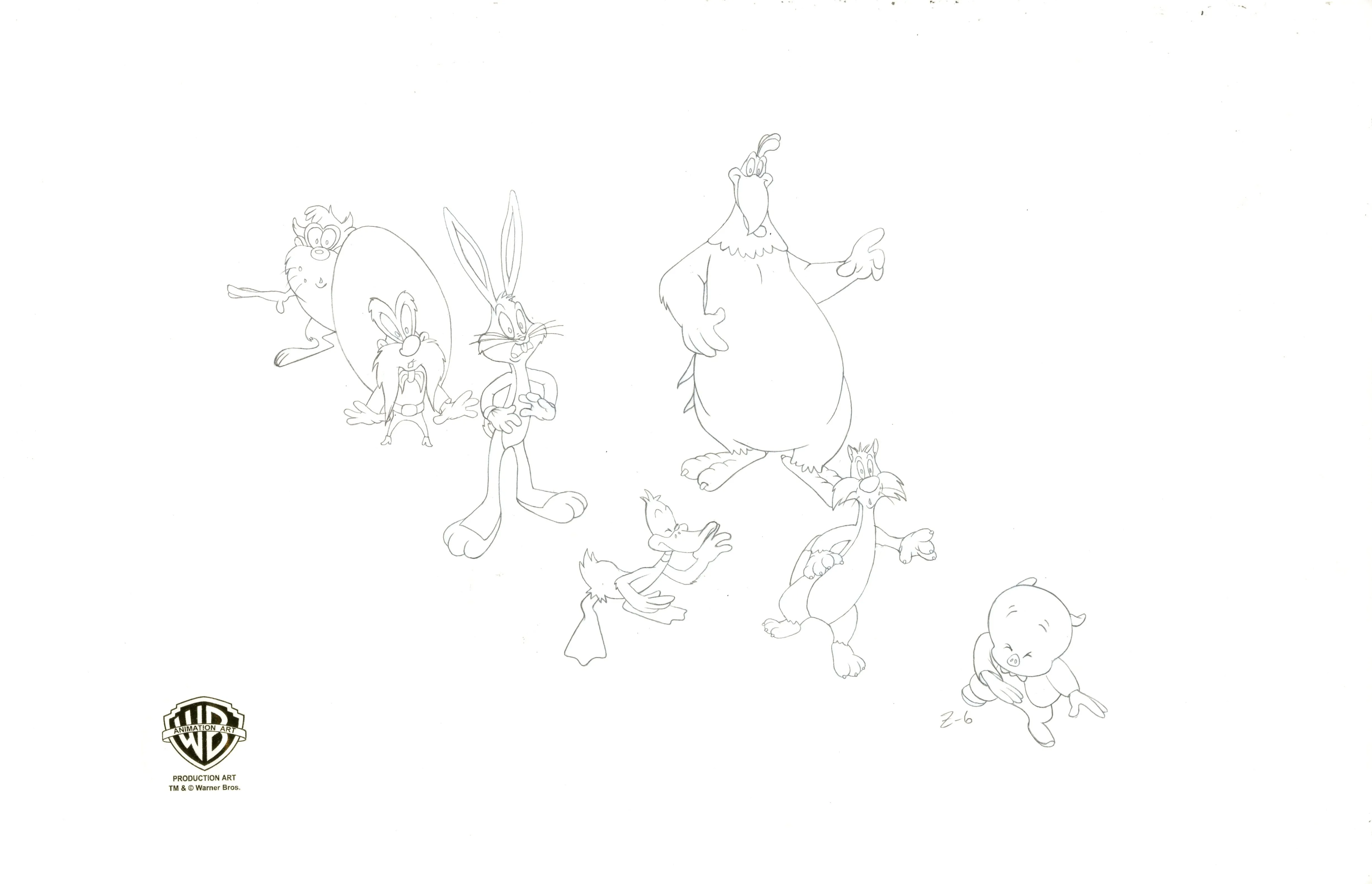 Space Jam Original Production Drawing: Space Jam Cast