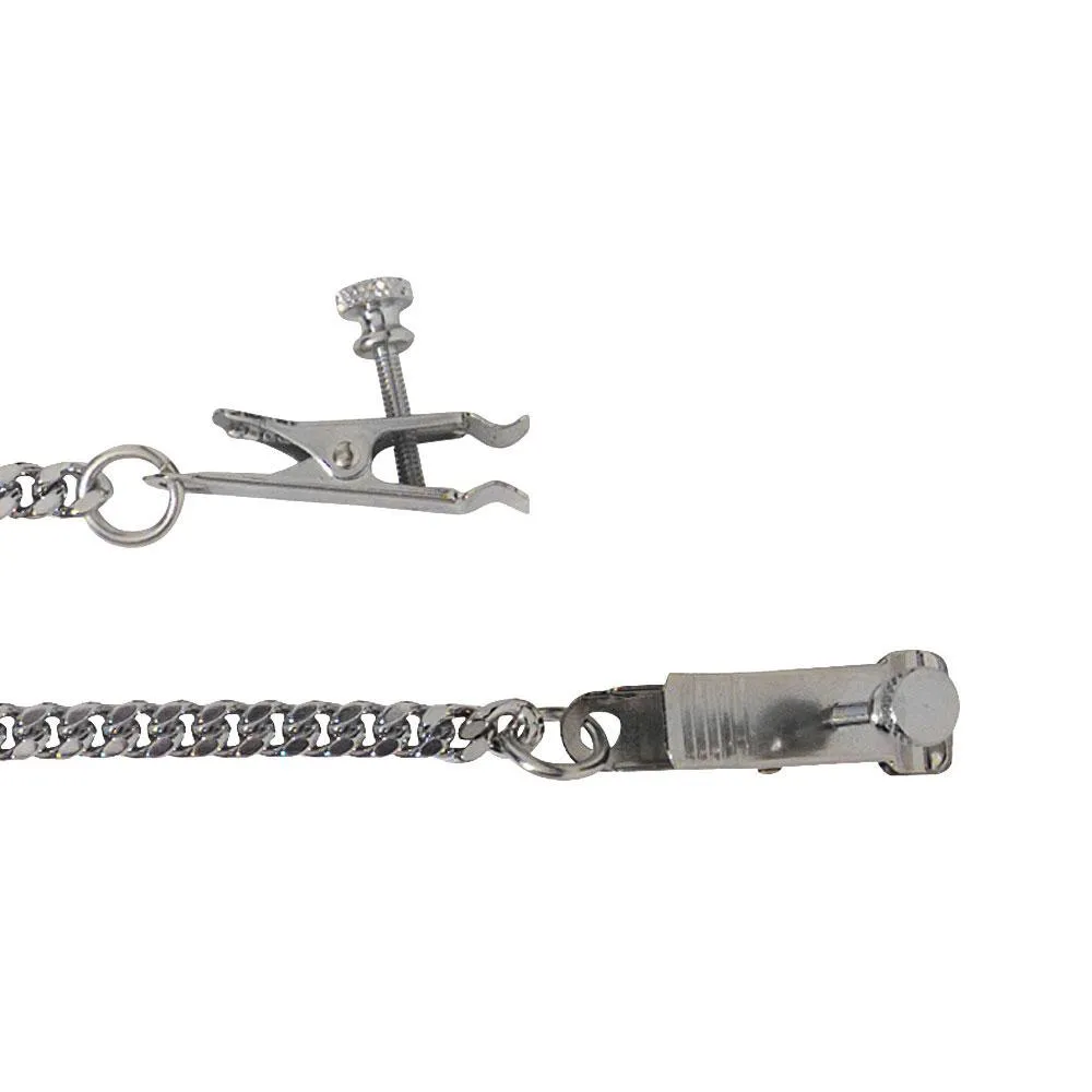 Spartacus Adjustable Duck Bill Nipple Clamp Jewel Chain