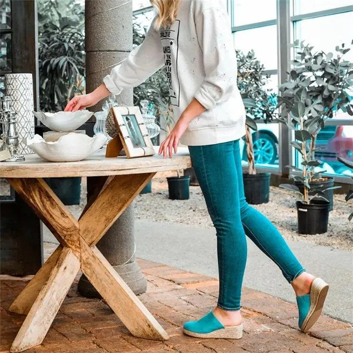 Suede Leather Espadrille Platform Women's Slippers Sandals