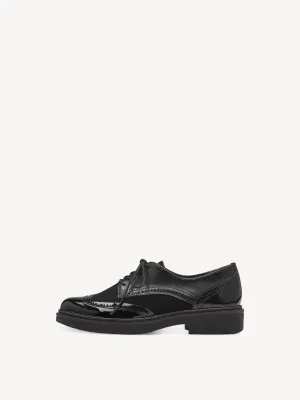Tamaris Women's 8-83300-43 Leather Brogue Shoes Black Combi