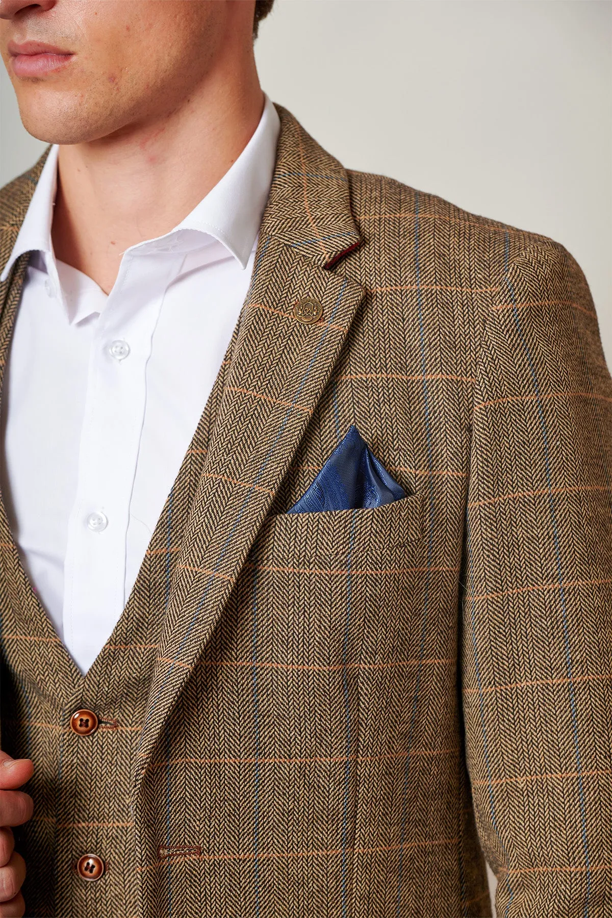 TED - Tan Tweed Check Three Piece Suit