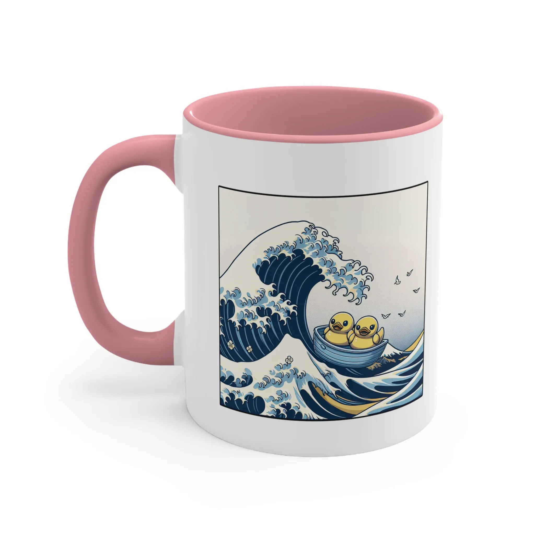 The Great Duck Off Kanagawa Wave Coffee Mug, 11oz Gift For Him Gift For Her Cute Couple Artistic Mug