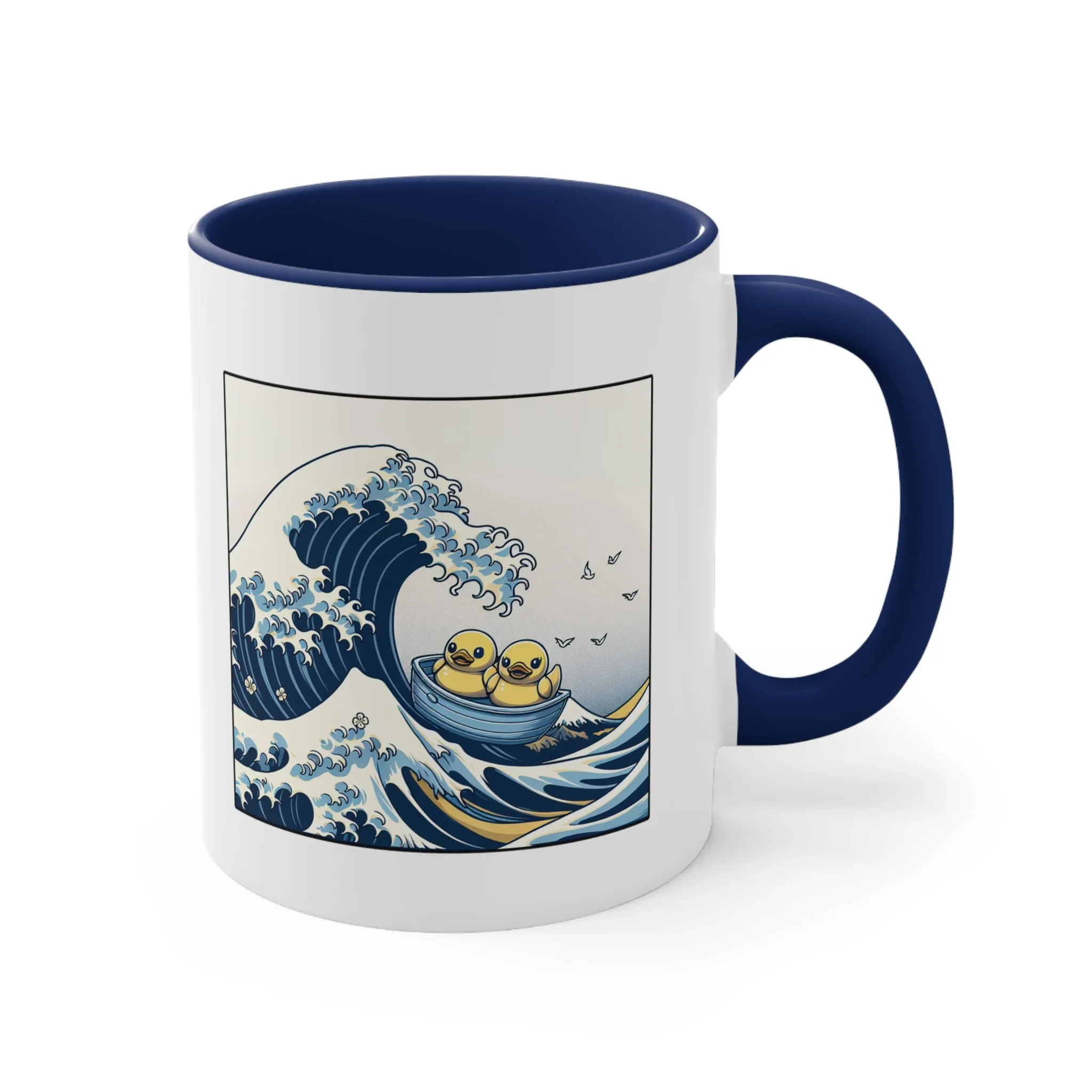 The Great Duck Off Kanagawa Wave Coffee Mug, 11oz Gift For Him Gift For Her Cute Couple Artistic Mug
