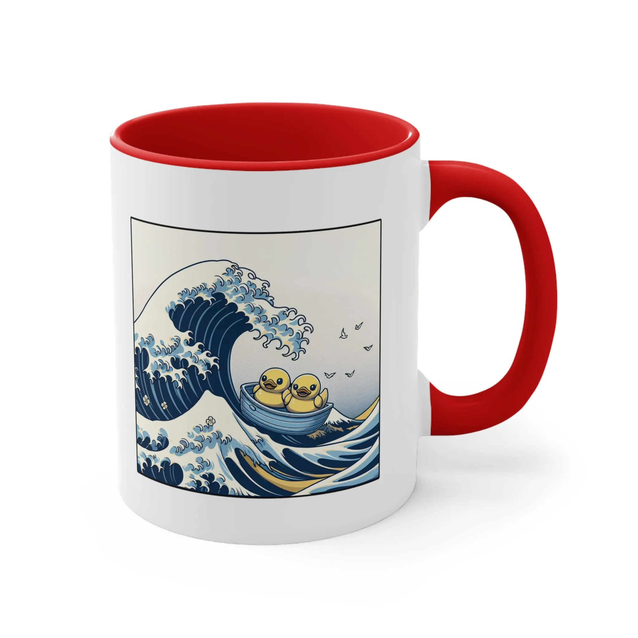 The Great Duck Off Kanagawa Wave Coffee Mug, 11oz Gift For Him Gift For Her Cute Couple Artistic Mug