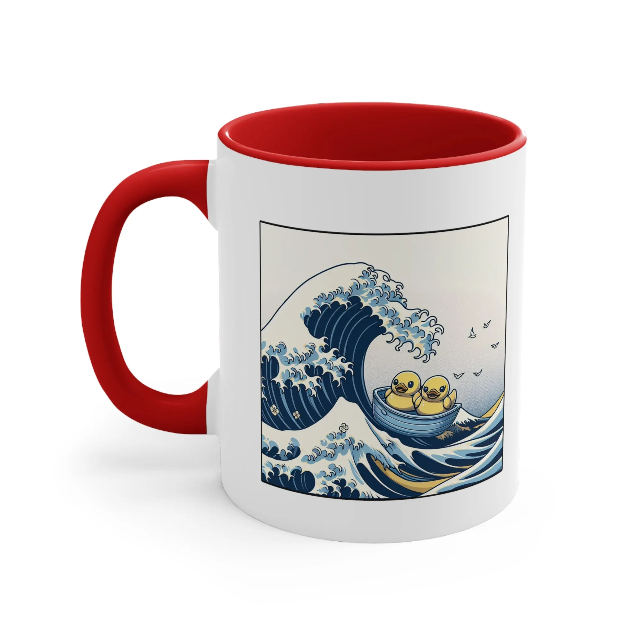 The Great Duck Off Kanagawa Wave Coffee Mug, 11oz Gift For Him Gift For Her Cute Couple Artistic Mug