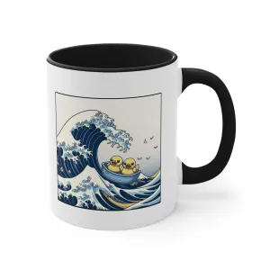 The Great Duck Off Kanagawa Wave Coffee Mug, 11oz Gift For Him Gift For Her Cute Couple Artistic Mug