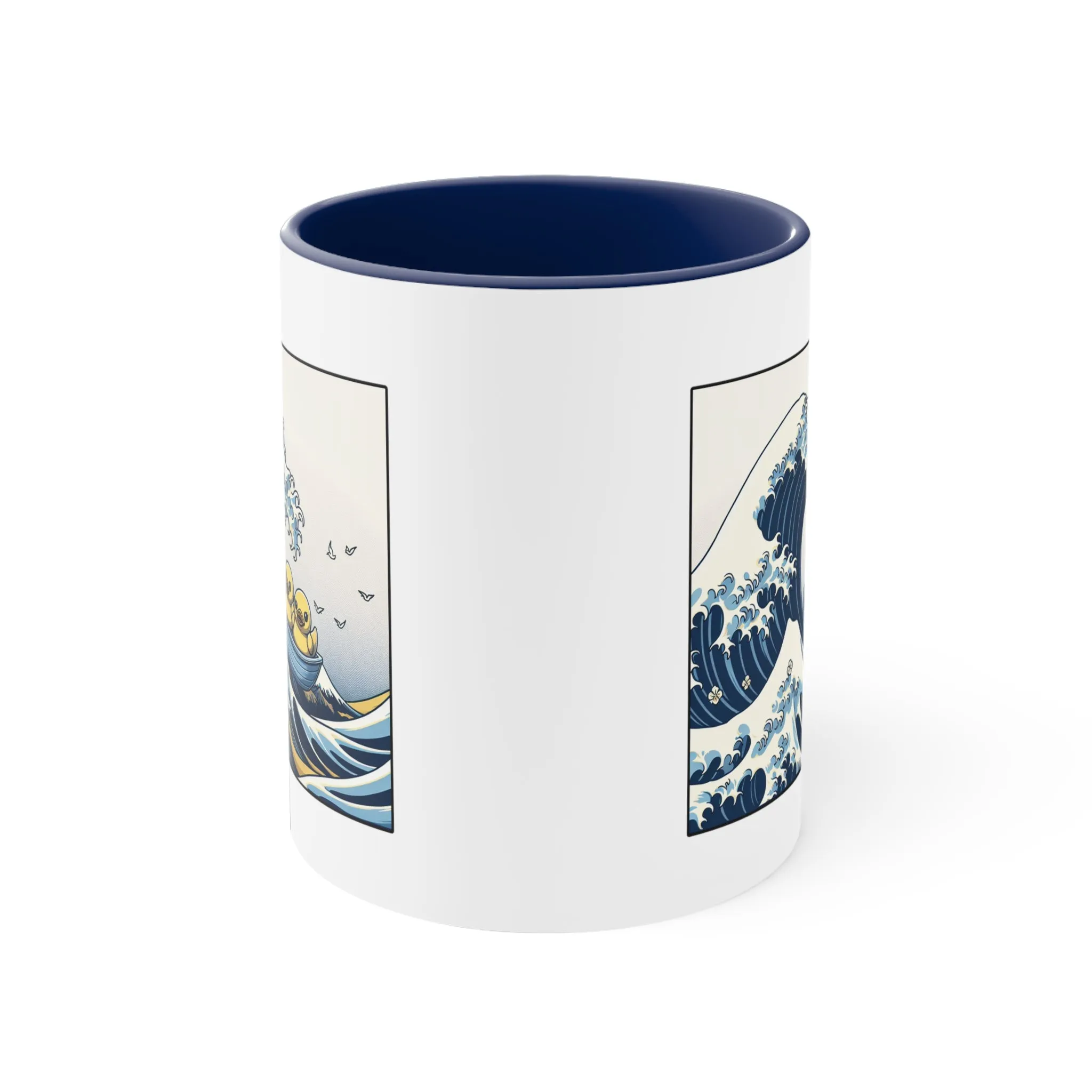 The Great Duck Off Kanagawa Wave Coffee Mug, 11oz Gift For Him Gift For Her Cute Couple Artistic Mug