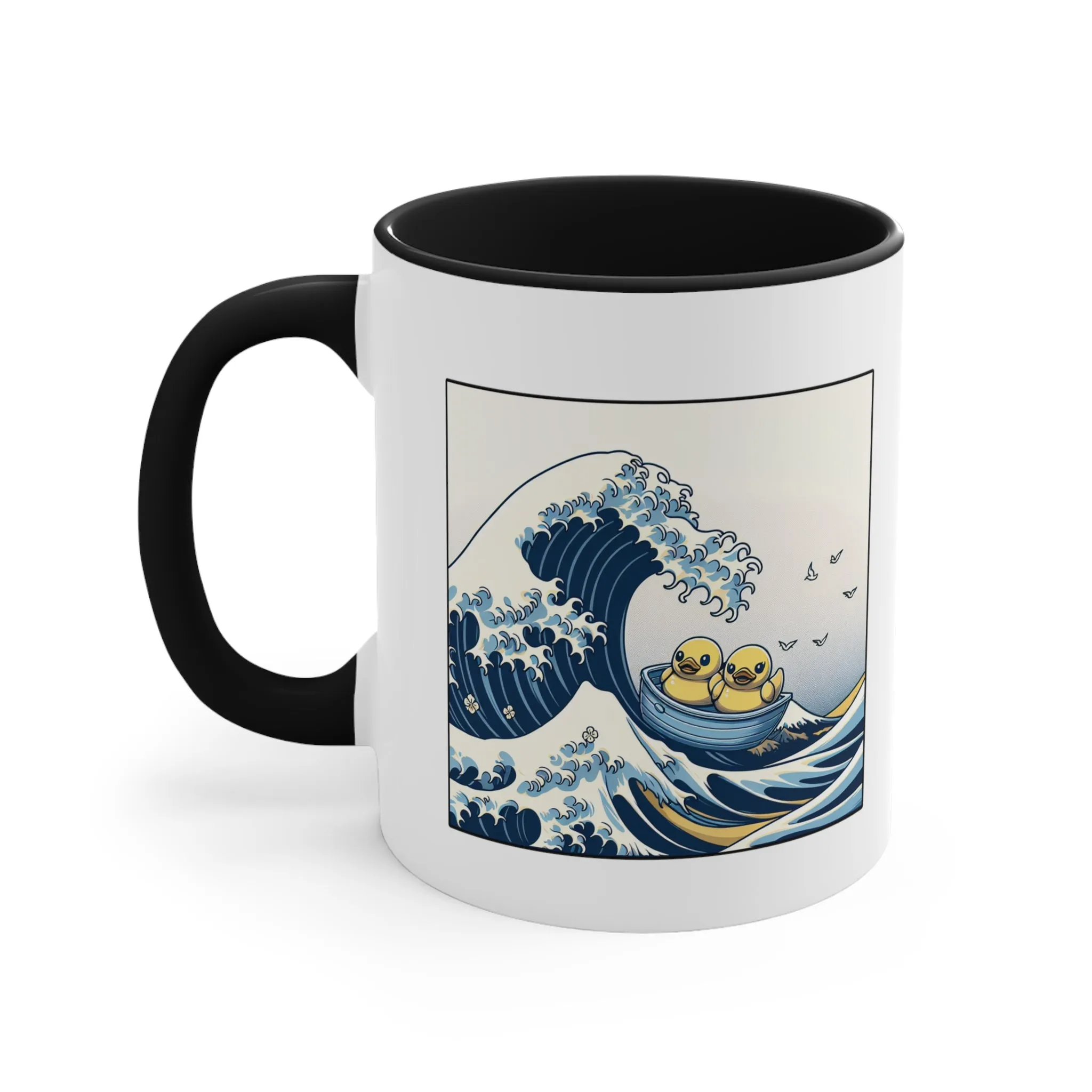 The Great Duck Off Kanagawa Wave Coffee Mug, 11oz Gift For Him Gift For Her Cute Couple Artistic Mug