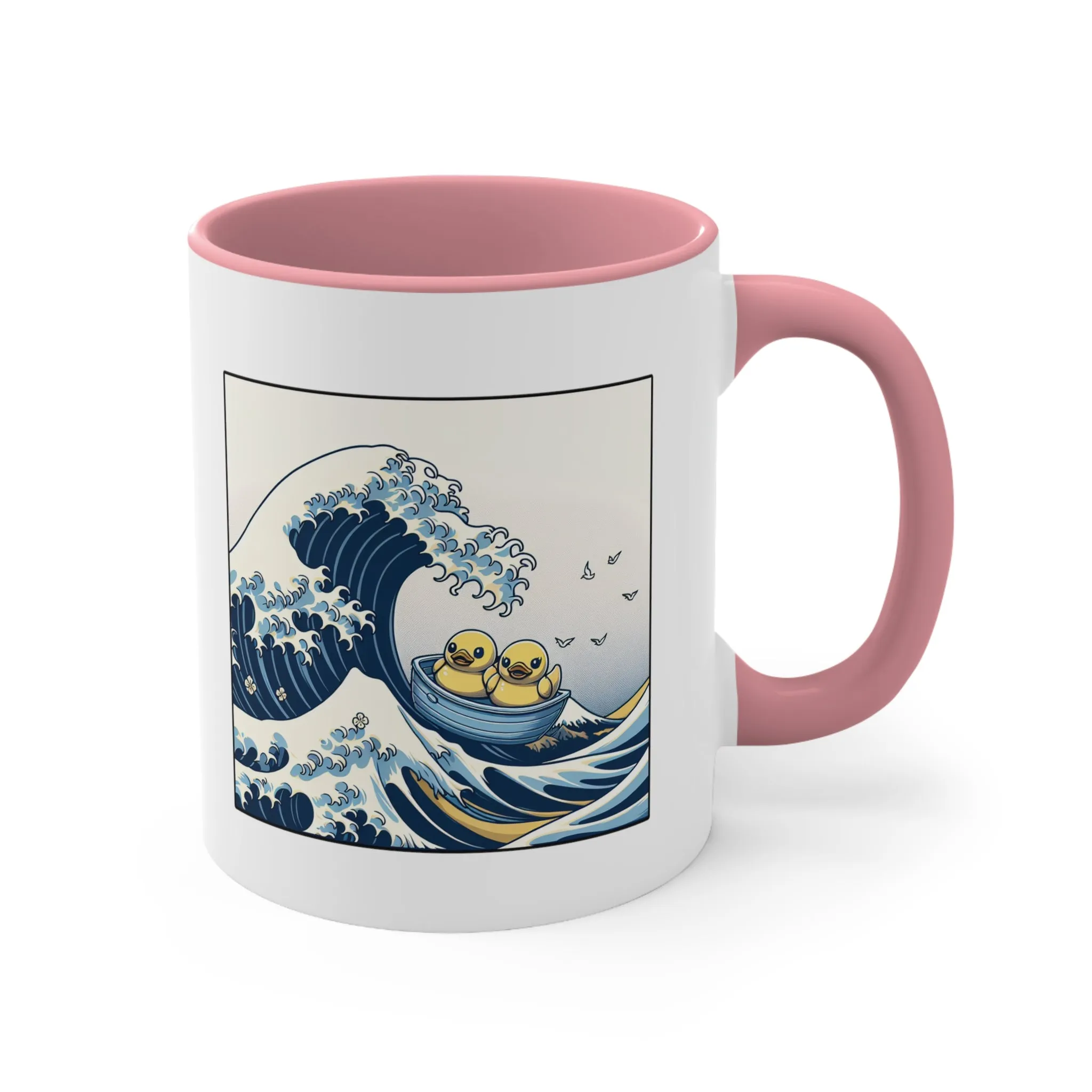 The Great Duck Off Kanagawa Wave Coffee Mug, 11oz Gift For Him Gift For Her Cute Couple Artistic Mug