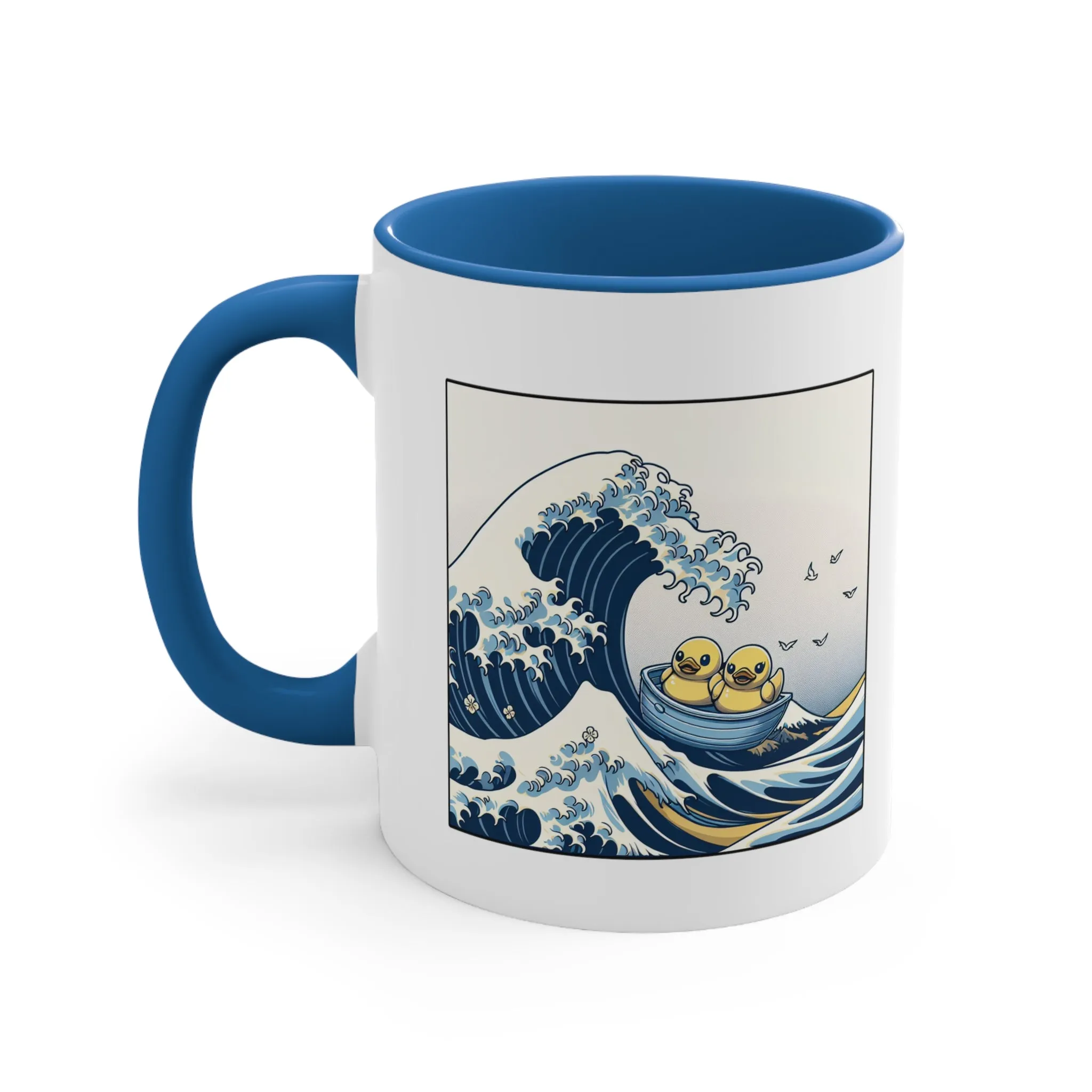 The Great Duck Off Kanagawa Wave Coffee Mug, 11oz Gift For Him Gift For Her Cute Couple Artistic Mug