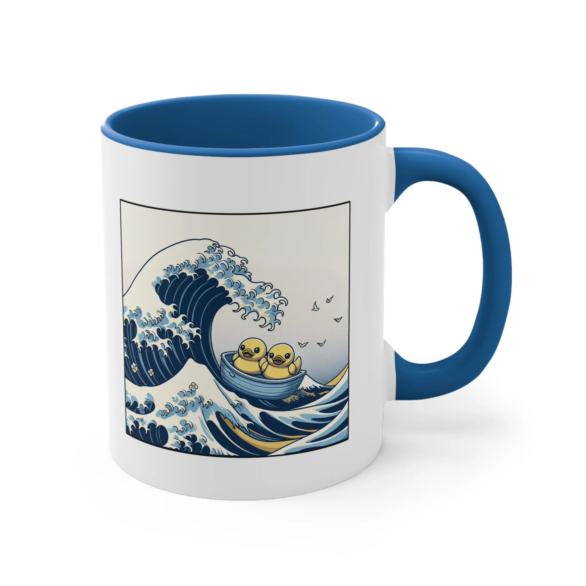 The Great Duck Off Kanagawa Wave Coffee Mug, 11oz Gift For Him Gift For Her Cute Couple Artistic Mug