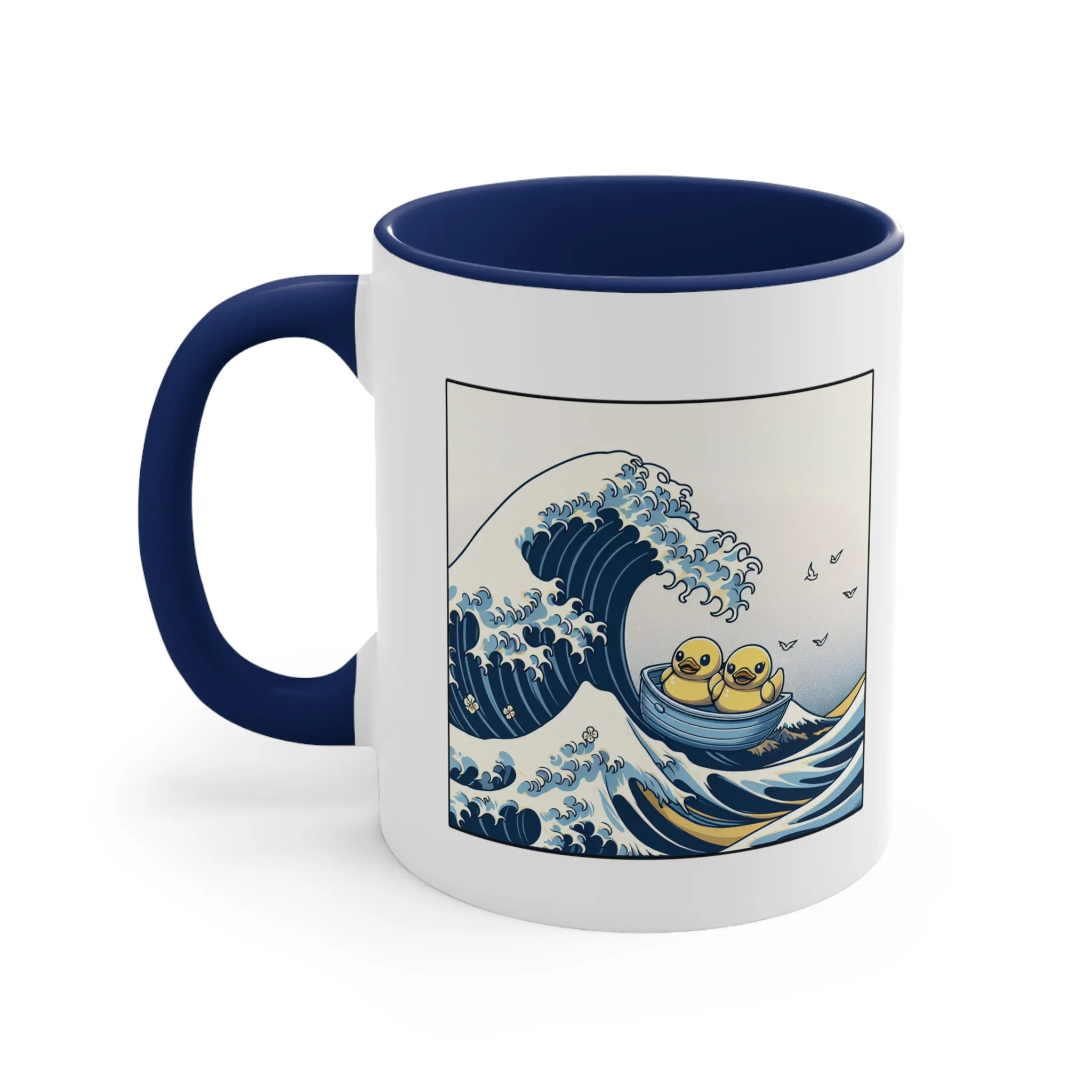 The Great Duck Off Kanagawa Wave Coffee Mug, 11oz Gift For Him Gift For Her Cute Couple Artistic Mug