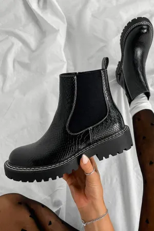 TRIX Chelsea Ankle Boots - Black Croc