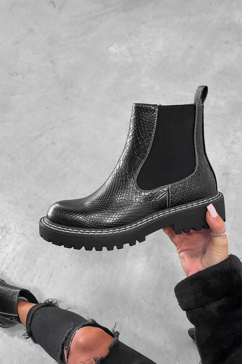 TRIX Chelsea Ankle Boots - Black Croc