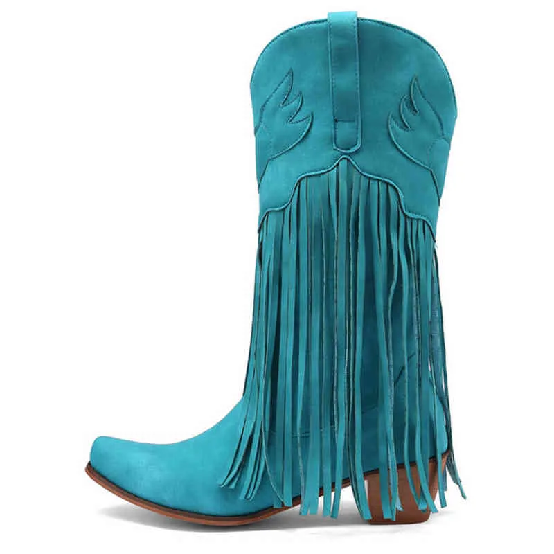 Turquoise Tassel Cowboy Boots