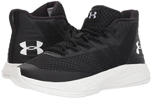 Under Armour Women's Jet Mid Basketball Shoe, Black (002)/White, 8