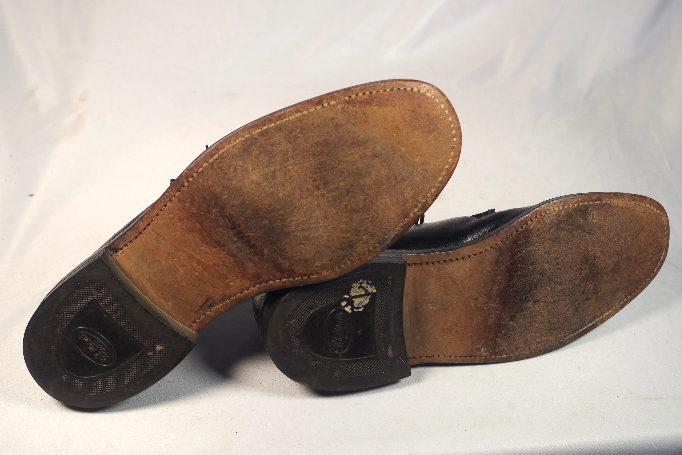 USA-Made Walkover Black Leather Plain Toe Bluchers - Size 11 B/AA