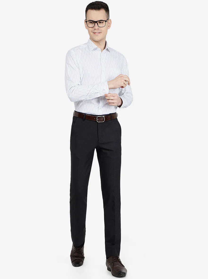 White Striped Slim Fit Formal Shirt | Metal