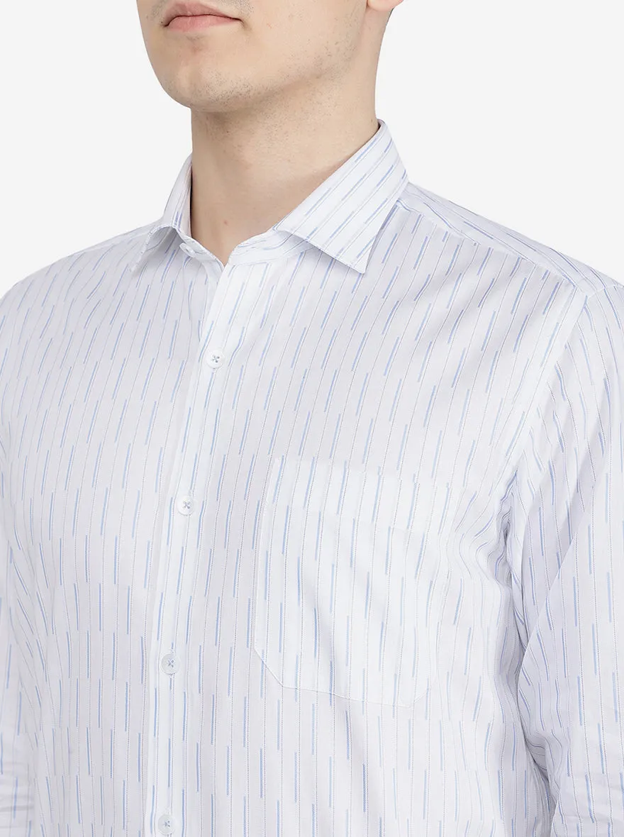 White Striped Slim Fit Formal Shirt | Metal