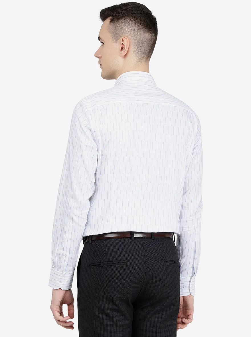 White Striped Slim Fit Formal Shirt | Metal
