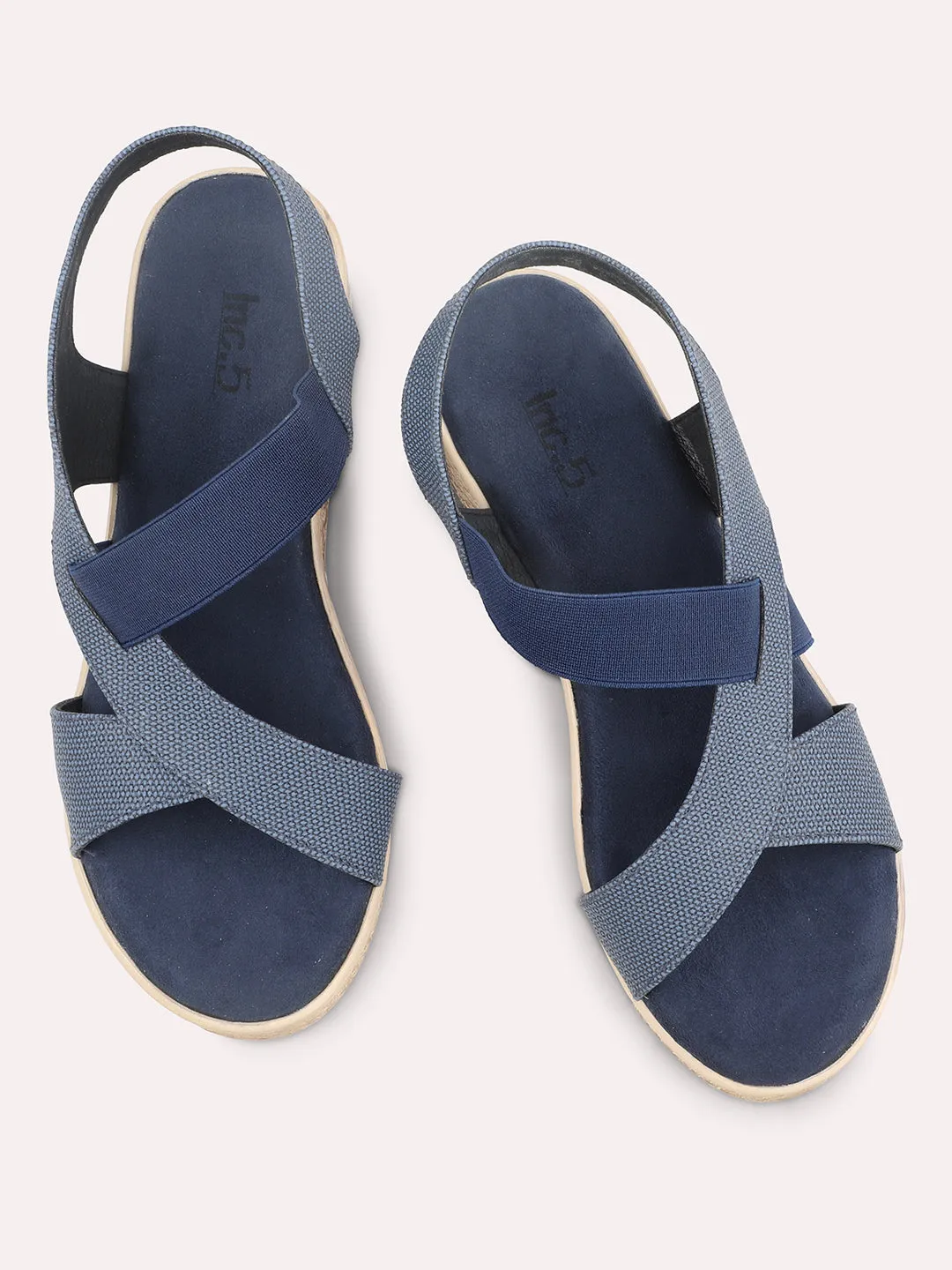 Women Blue Textured Wedge Heels
