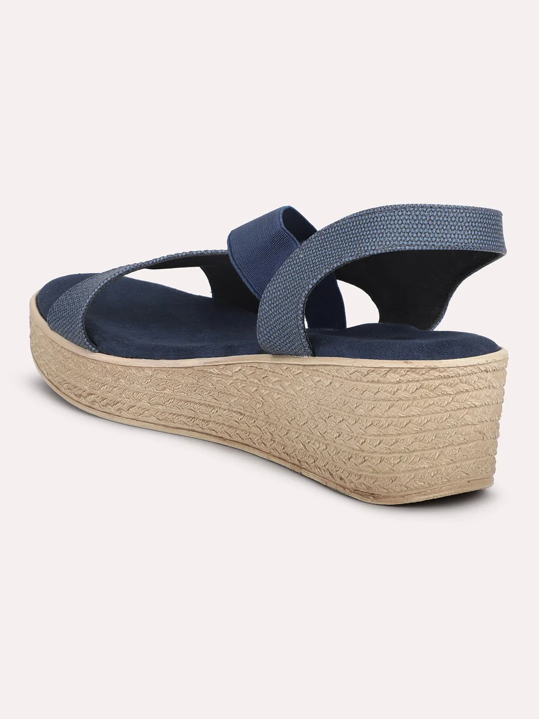 Women Blue Textured Wedge Heels