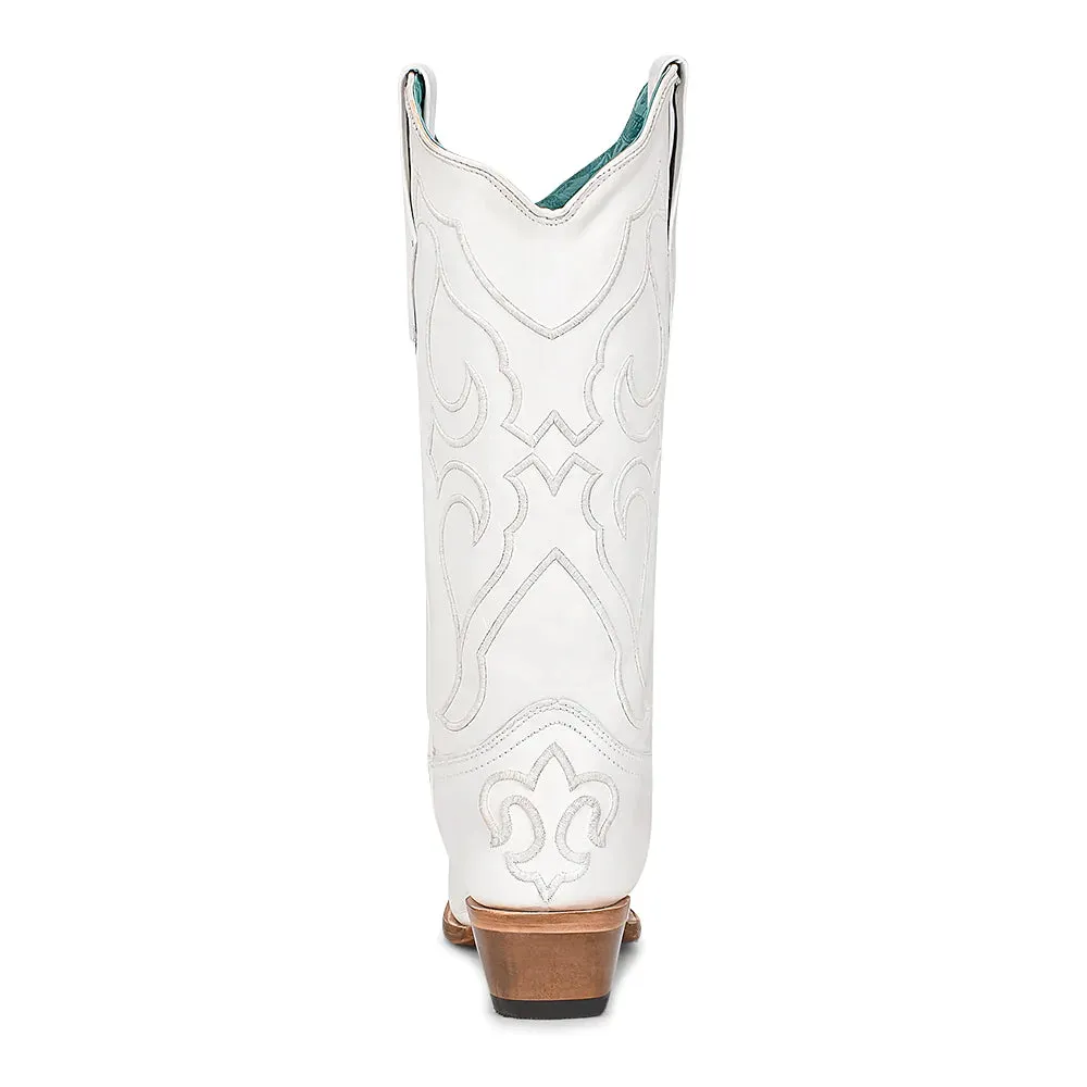 Women's Corral Z5046 White Embroidery Snip Toe Boot (SHOP IN-STORES TOO)